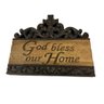 Metal Stick Candle Holder For Wall, Wooden Cross And 'god Bless Our Home' Signage