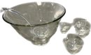 Glass Punch Bowl & 9 Cups, 12'x8'
