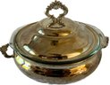 Vintage English Gold Brass Silver Plate Dish Server - 10x3