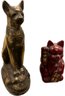 Hand Carved Teakwood Figurine - Cats, Bear And Many More - Made In Thailand, 10x4x7