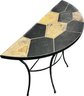 Black & Tan Stone Side Table, 30Hx36.5Lx14.5W