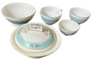 Vintage Porcelain With Delicate Floral & Gold Design: Serving Plates, Serving Bowl With Lid, Tea Cups & More