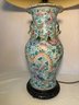 Pink And Green Floral Lamp With Chinese Dragon, Working