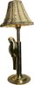 Brass Parrot Table Lamp With Woven Shade (9x9x26)-working But Lightbulb Fixture Is Lose