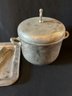 Silver Toned Ice Bucket, Plater, Butterdish, And Tongs