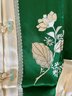 Vintage Chinese Women's White & Green Polo Blouse In Medium Size