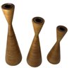 Wooden Set Of 3 Candle Stick Holdesr - 12', 10', 8'