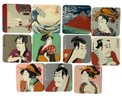 Japanese Fine Arts Ukiyoe Coasters, Plates & Decorative Storage Container - 6.5x7x2