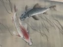 Framed Watercolor Koi Fish Painting, 43x29