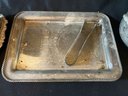 Silver Toned Ice Bucket, Plater, Butterdish, And Tongs
