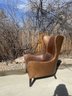 Crate And Barrel Leather Wingback Chair H45xW30xL38