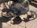 Patio Furniture Set Including Table, 4 Chairs W/ And CUSTOM Cushions, Umbrella & Stand (NOT Fire-Pit/Grill )