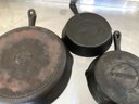 3 Cast Iron Pans, Lodge And Masterclass - 8 To 11'
