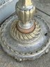 Antique Art Deco Nickel Floor Torchiere Lamp With Marble Milk Glass Shade - Untested, No Lightbulb.