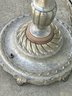 Antique Art Deco Nickel Floor Torchiere Lamp With Marble Milk Glass Shade - Untested, No Lightbulb.
