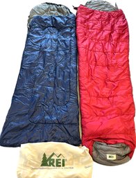 Pair Of 2 Standard Size Sleeping Bags (One REI, One Unbranded) With REI Stuff Stack