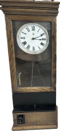 Antique Oak Clock, 36Hx13.5Lx10W