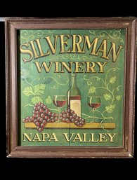 Silverman Winery Napa Valley, Framed Wooden Painting, Artist Unknown (22.5in X 24.5in)