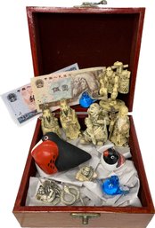 Chinese Currency, Bird Figurines Made In Sweden, Chinese Figurines, Wooden Keepsake Box