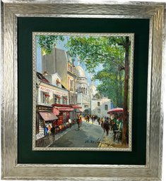 French City Street Painting, Signed And Framed, 31x34