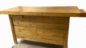 Wooden Table With Drawers - 66x27x33