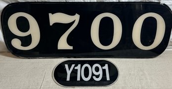 Pair Of Black And White Number Signs, 12in And 30in