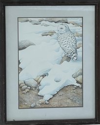 'Snowy Owl, '1982, Original And Signed Artwork By Artist Kathy Goff, 30' X 24'