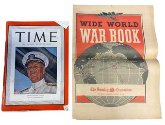 WW2 Era Time Magazine And Newspaper (Time Magazine Right After Pearl Harbor Attack)