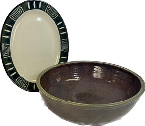 Mikasa Potters Craft Platter, Stoneware Serving Bowl