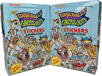 2 BOXES - Baseballs Greatest Gross Outs Stickers & Bubble Gum