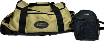 Overseas Adventure Travel Wheeled Duffel Bag With Pacsafe Cross Body Handbag