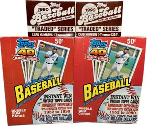 Topps 40 Years Of Baseball Bubble Gum Cards And Topps 1990 Trade Series Baseball Picture Cards