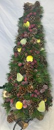 Bird/fruit Pre-lit Tabletop Christmas Tree, 31Hx13D