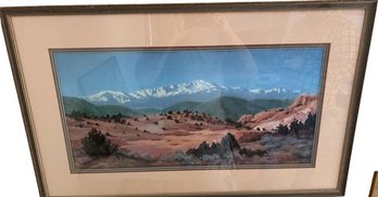 Framed Limited Print Pikes Peak Signed Artist By Kristina Berquist (38.5x23.5)