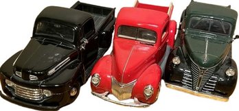 Scale 1:24 1940 & 48 Ford Pickups 1941 Plymouth Truck- 1940 Is Missing A Tire, 48 Has Some Scuffs On Hood