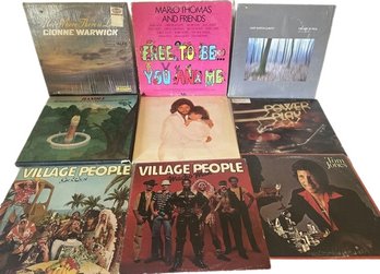 9 Vinyl Records- Village People, Dionne Warmick, Marlo Thomas, Tom Jones