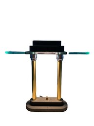 Brass And Glass Desk Lamp With Dimmer Switch (17x4.5x13)
