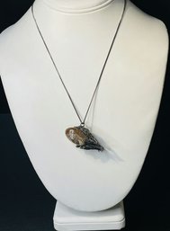 Whales Swimming Sterling Pendant With Quartz Gemstone - A Masterpiece Work Of Art.