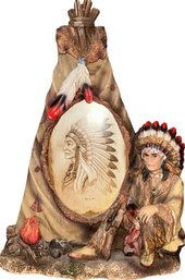 American Indian Themed Ceramic Picture Frame (Holds 4x6 Picture) 11x8