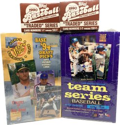 4 BOXES - Topps 1990 Traded Series Cards, Topps Club Stadium 1994 Draft Picks Baseball Cards, & More Cards