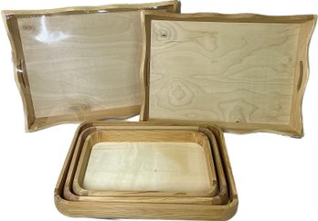Unfinished Wood Trays (5 Total)