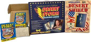 3 BOXES - Desert Storm Commemorative Edition Trading Cards, Operation Desert Shield Trading Cards, And More