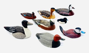 Wood Carved Duck Figurine Collection. See Photos For Markings.
