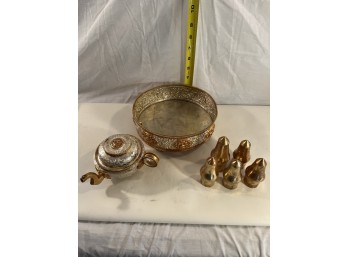 Antique Brass Teapot And Mandala Set