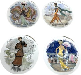 Set Of 4 Decorative Plates: Patron E Par La C.S. De La Couture Parisienne: 8 Diameter