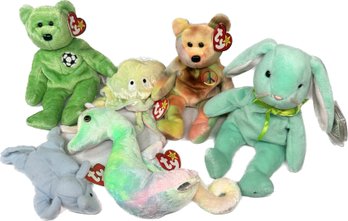 Beanie Babies: Neon, Kicks, Peace, Peanut, Goochy