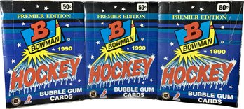 3 BOXES - Premier Edition Bowman 1990 Hockey Cards & Bubble Gum