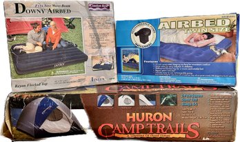Huron Camp Trails Square Dome 4-5 Man Tent, Tein Airbed W/pump, Full Size Airbed