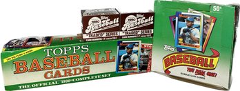 4 BOXES - 1990 Topps Bubble Gum Cards, 1990 Official Complete Set Topps Baseball Cards And More
