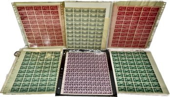 Full Sheets Of Franklin Roosevelt 1 & 2 Cent Stamps, 3 Cent Alfred E. Smith Stamps, And More
